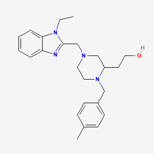 molecular formula C24H32N4O B4649094 2-[4-[(1-ethyl-1H-benzimidazol-2-yl)methyl]-1-(4-methylbenzyl)-2-piperazinyl]ethanol 