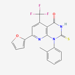 7-(2-furyl)-2-mercapto-1-(2-methylphenyl)-5-(trifluoromethyl)pyrido[2,3-d]pyrimidin-4(1H)-one