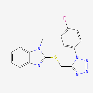 molecular formula C16H13FN6S B4649135 2-({[1-(4-fluorophenyl)-1H-tetrazol-5-yl]methyl}thio)-1-methyl-1H-benzimidazole 