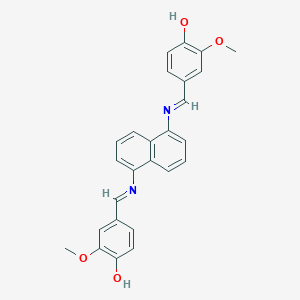 molecular formula C26H22N2O4 B464915 4-[({5-[(4-Hydroxy-3-methoxybenzylidene)amino]-1-naphthyl}imino)methyl]-2-methoxyphenol 