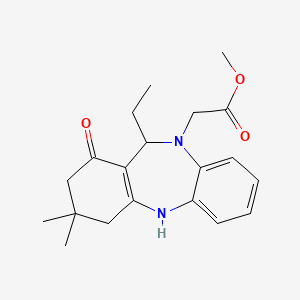 molecular formula C20H26N2O3 B4649151 methyl (11-ethyl-3,3-dimethyl-1-oxo-1,2,3,4,5,11-hexahydro-10H-dibenzo[b,e][1,4]diazepin-10-yl)acetate 