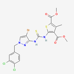 molecular formula C20H17BrCl2N4O4S2 B4649163 dimethyl 5-[({[4-bromo-1-(3,4-dichlorobenzyl)-1H-pyrazol-3-yl]amino}carbonothioyl)amino]-3-methyl-2,4-thiophenedicarboxylate 