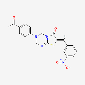 3-(4-acetylphenyl)-7-(3-nitrobenzylidene)-3,4-dihydro-2H-[1,3]thiazolo[3,2-a][1,3,5]triazin-6(7H)-one