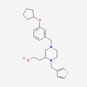 molecular formula C23H32N2O2S B4649232 2-[4-[3-(cyclopentyloxy)benzyl]-1-(3-thienylmethyl)-2-piperazinyl]ethanol 