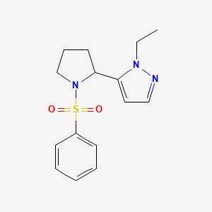 molecular formula C15H19N3O2S B4649255 1-ethyl-5-[1-(phenylsulfonyl)-2-pyrrolidinyl]-1H-pyrazole 