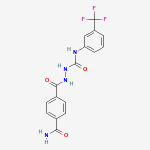 molecular formula C16H13F3N4O3 B4649260 2-[4-(aminocarbonyl)benzoyl]-N-[3-(trifluoromethyl)phenyl]hydrazinecarboxamide 