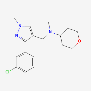 molecular formula C17H22ClN3O B4649307 N-{[3-(3-chlorophenyl)-1-methyl-1H-pyrazol-4-yl]methyl}-N-methyltetrahydro-2H-pyran-4-amine 