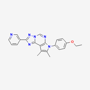 molecular formula C22H20N6O B4649341 7-(4-ethoxyphenyl)-8,9-dimethyl-2-(3-pyridinyl)-7H-pyrrolo[3,2-e][1,2,4]triazolo[1,5-c]pyrimidine 