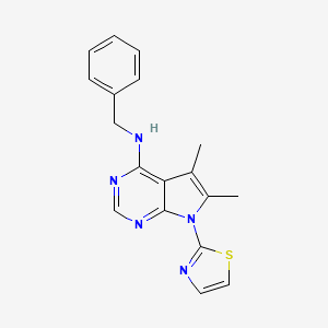 molecular formula C18H17N5S B4649370 N-benzyl-5,6-dimethyl-7-(1,3-thiazol-2-yl)-7H-pyrrolo[2,3-d]pyrimidin-4-amine 