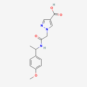 molecular formula C15H17N3O4 B4649388 1-(2-{[1-(4-methoxyphenyl)ethyl]amino}-2-oxoethyl)-1H-pyrazole-4-carboxylic acid 