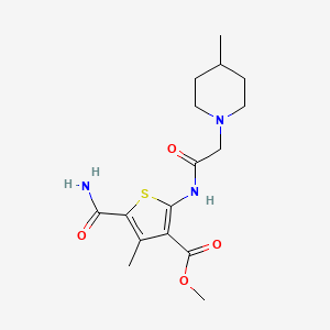 molecular formula C16H23N3O4S B4649406 methyl 5-(aminocarbonyl)-4-methyl-2-{[(4-methyl-1-piperidinyl)acetyl]amino}-3-thiophenecarboxylate 