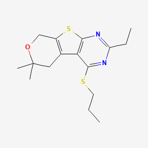 molecular formula C16H22N2OS2 B4649423 2-ethyl-6,6-dimethyl-4-(propylthio)-5,8-dihydro-6H-pyrano[4',3':4,5]thieno[2,3-d]pyrimidine 