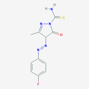 molecular formula C11H10FN5OS B464946 4-[(4-fluorophenyl)diazenyl]-3-methyl-5-oxo-4,5-dihydro-1H-pyrazole-1-carbothioamide CAS No. 327169-14-2