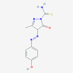molecular formula C11H11N5O2S B464947 4-[(4-hydroxyphenyl)diazenyl]-3-methyl-5-oxo-4,5-dihydro-1H-pyrazole-1-carbothioamide 