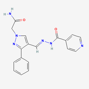 molecular formula C18H16N6O2 B4649479 2-[4-(2-isonicotinoylcarbonohydrazonoyl)-3-phenyl-1H-pyrazol-1-yl]acetamide 