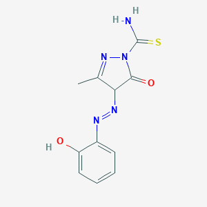 molecular formula C11H11N5O2S B464949 4-(2-Hydroxy-phenylazo)-3-methyl-5-oxo-4,5-dihydro-pyrazole-1-carbothioic acid amide 