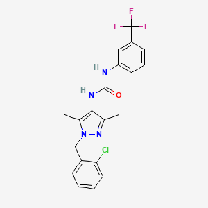 molecular formula C20H18ClF3N4O B4649522 N-[1-(2-chlorobenzyl)-3,5-dimethyl-1H-pyrazol-4-yl]-N'-[3-(trifluoromethyl)phenyl]urea 