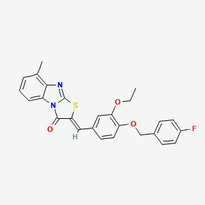 molecular formula C26H21FN2O3S B4649550 2-{3-ethoxy-4-[(4-fluorobenzyl)oxy]benzylidene}-8-methyl[1,3]thiazolo[3,2-a]benzimidazol-3(2H)-one 
