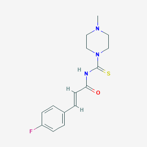 molecular formula C15H18FN3OS B464960 Acrylamide, 3-(4-fluorophenyl)-N-(4-methylpiperazine-1-carbothioyl)- CAS No. 412938-05-7