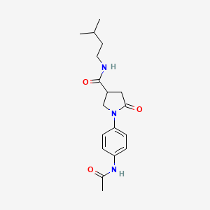 molecular formula C18H25N3O3 B4649601 1-[4-(acetylamino)phenyl]-N-(3-methylbutyl)-5-oxo-3-pyrrolidinecarboxamide 