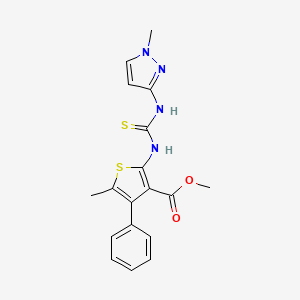 molecular formula C18H18N4O2S2 B4649605 methyl 5-methyl-2-({[(1-methyl-1H-pyrazol-3-yl)amino]carbonothioyl}amino)-4-phenyl-3-thiophenecarboxylate 