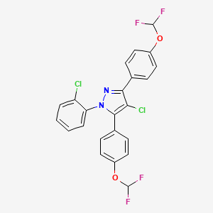 molecular formula C23H14Cl2F4N2O2 B4649617 4-chloro-1-(2-chlorophenyl)-3,5-bis[4-(difluoromethoxy)phenyl]-1H-pyrazole 