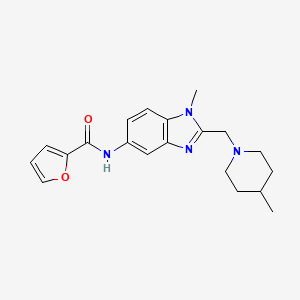 molecular formula C20H24N4O2 B4649630 N-{1-methyl-2-[(4-methyl-1-piperidinyl)methyl]-1H-benzimidazol-5-yl}-2-furamide 