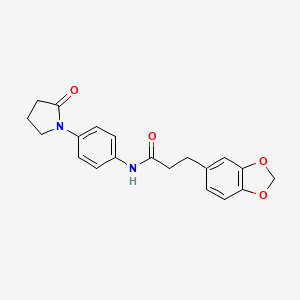 molecular formula C20H20N2O4 B4649638 3-(1,3-benzodioxol-5-yl)-N-[4-(2-oxo-1-pyrrolidinyl)phenyl]propanamide 