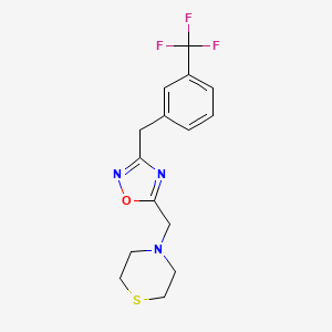 molecular formula C15H16F3N3OS B4649658 4-({3-[3-(trifluoromethyl)benzyl]-1,2,4-oxadiazol-5-yl}methyl)thiomorpholine 