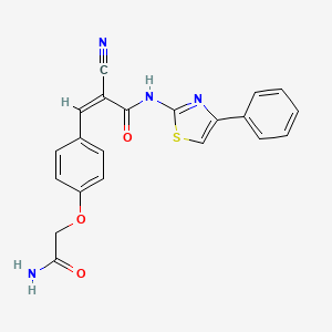 molecular formula C21H16N4O3S B4649751 3-[4-(2-amino-2-oxoethoxy)phenyl]-2-cyano-N-(4-phenyl-1,3-thiazol-2-yl)acrylamide 