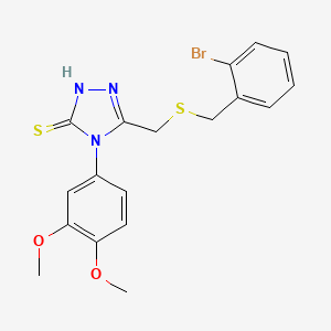 molecular formula C18H18BrN3O2S2 B4649825 5-{[(2-bromobenzyl)thio]methyl}-4-(3,4-dimethoxyphenyl)-4H-1,2,4-triazole-3-thiol 