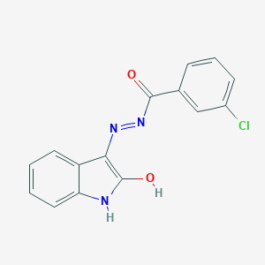 molecular formula C15H10ClN3O2 B464983 3-chloro-N'-(2-oxo-1,2-dihydro-3H-indol-3-ylidene)benzohydrazide 