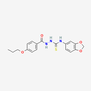 molecular formula C18H19N3O4S B4649868 N-1,3-benzodioxol-5-yl-2-(4-propoxybenzoyl)hydrazinecarbothioamide 