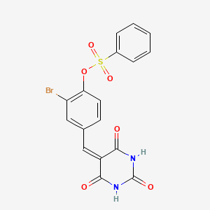 2-bromo-4-[(2,4,6-trioxotetrahydro-5(2H)-pyrimidinylidene)methyl]phenyl benzenesulfonate