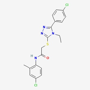 molecular formula C19H18Cl2N4OS B4649914 N-(4-chloro-2-methylphenyl)-2-{[5-(4-chlorophenyl)-4-ethyl-4H-1,2,4-triazol-3-yl]thio}acetamide 