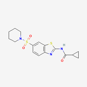 molecular formula C16H19N3O3S2 B4649923 N-[6-(1-piperidinylsulfonyl)-1,3-benzothiazol-2-yl]cyclopropanecarboxamide 