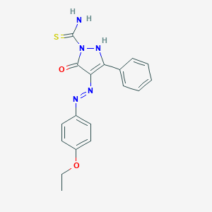 molecular formula C18H17N5O2S B464993 4-[(4-ethoxyphenyl)hydrazono]-5-oxo-3-phenyl-4,5-dihydro-1H-pyrazole-1-carbothioamide 
