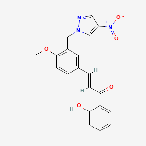 molecular formula C20H17N3O5 B4649936 1-(2-hydroxyphenyl)-3-{4-methoxy-3-[(4-nitro-1H-pyrazol-1-yl)methyl]phenyl}-2-propen-1-one 