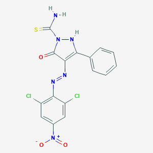 molecular formula C16H10Cl2N6O3S B464996 4-({2,6-dichloro-4-nitrophenyl}hydrazono)-5-oxo-3-phenyl-4,5-dihydro-1H-pyrazole-1-carbothioamide CAS No. 314758-12-8