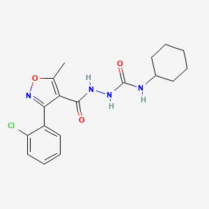 molecular formula C18H21ClN4O3 B4649972 2-{[3-(2-chlorophenyl)-5-methyl-4-isoxazolyl]carbonyl}-N-cyclohexylhydrazinecarboxamide 