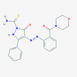 molecular formula C21H20N6O3S B464998 4-{[2-(4-morpholinylcarbonyl)phenyl]hydrazono}-5-oxo-3-phenyl-4,5-dihydro-1H-pyrazole-1-carbothioamide 