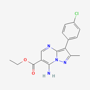 molecular formula C16H15ClN4O2 B4649996 ethyl 7-amino-3-(4-chlorophenyl)-2-methylpyrazolo[1,5-a]pyrimidine-6-carboxylate 