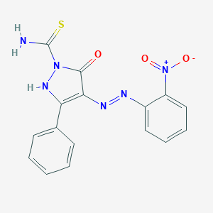 molecular formula C16H12N6O3S B465000 4-({2-nitrophenyl}hydrazono)-5-oxo-3-phenyl-4,5-dihydro-1H-pyrazole-1-carbothioamide 