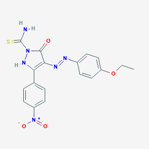molecular formula C18H16N6O4S B465004 (4E)-4-[2-(4-ethoxyphenyl)hydrazinylidene]-3-(4-nitrophenyl)-5-oxo-4,5-dihydro-1H-pyrazole-1-carbothioamide 