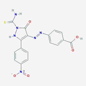 4-[2-(1-(aminocarbothioyl)-3-{4-nitrophenyl}-5-oxo-1,5-dihydro-4H-pyrazol-4-ylidene)hydrazino]benzoic acid