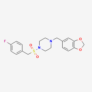 molecular formula C19H21FN2O4S B4650056 1-(1,3-benzodioxol-5-ylmethyl)-4-[(4-fluorobenzyl)sulfonyl]piperazine 