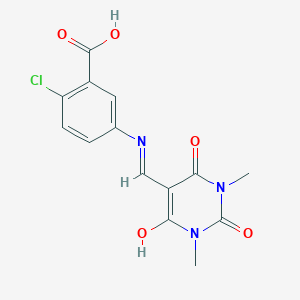 molecular formula C14H12ClN3O5 B4650084 2-chloro-5-{[(1,3-dimethyl-2,4,6-trioxotetrahydro-5(2H)-pyrimidinylidene)methyl]amino}benzoic acid 