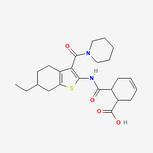 molecular formula C24H32N2O4S B4650096 6-({[6-ethyl-3-(1-piperidinylcarbonyl)-4,5,6,7-tetrahydro-1-benzothien-2-yl]amino}carbonyl)-3-cyclohexene-1-carboxylic acid 
