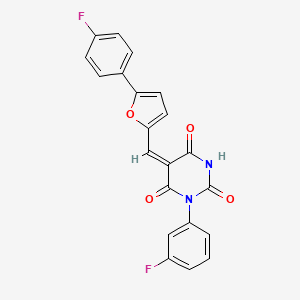 molecular formula C21H12F2N2O4 B4650102 1-(3-fluorophenyl)-5-{[5-(4-fluorophenyl)-2-furyl]methylene}-2,4,6(1H,3H,5H)-pyrimidinetrione 