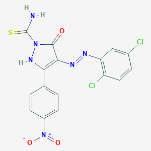 molecular formula C16H10Cl2N6O3S B465011 4-[(2,5-dichlorophenyl)hydrazono]-3-{4-nitrophenyl}-5-oxo-4,5-dihydro-1H-pyrazole-1-carbothioamide 